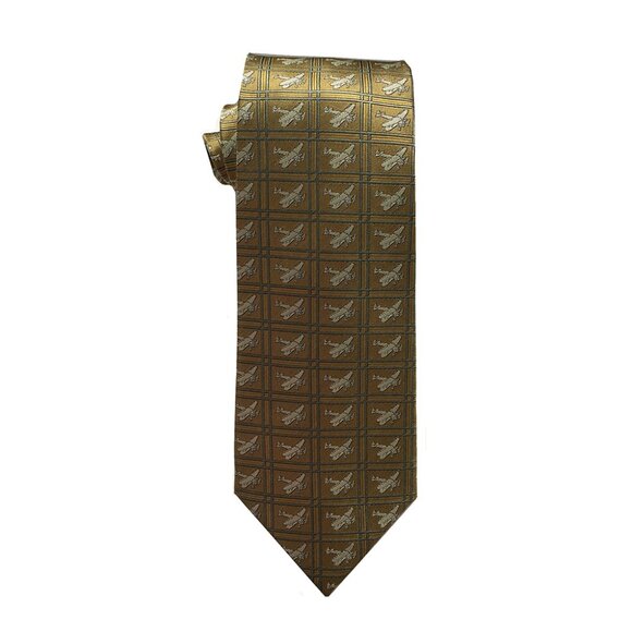 New with tag Doppeldecker biplane silk tie in gold - Picture 1 of 1